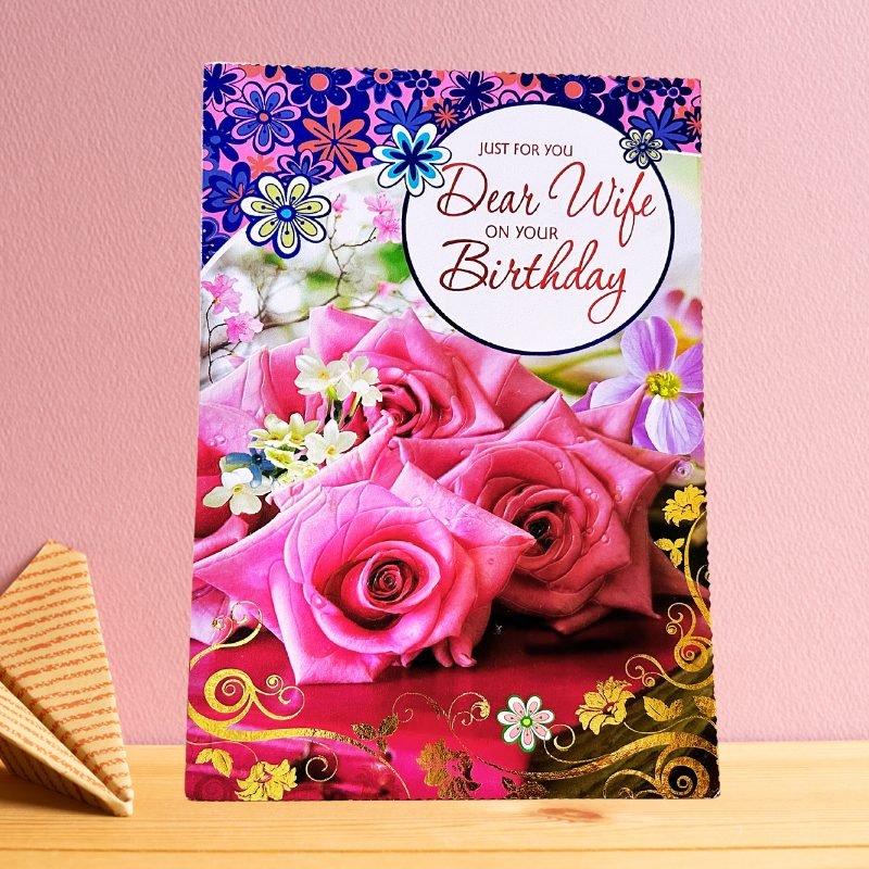 Elegant Floral Birthday Wishes Greeting Card for Wife
