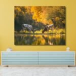 Photorealistic View of Cows Drinking Water