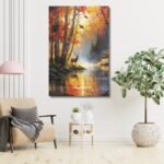 Deer and Birds in Nature by the River
