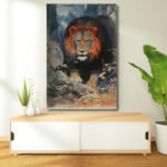 Gazing Lion with Red Eyes