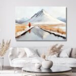 Traveler with a Big Mountain by the River