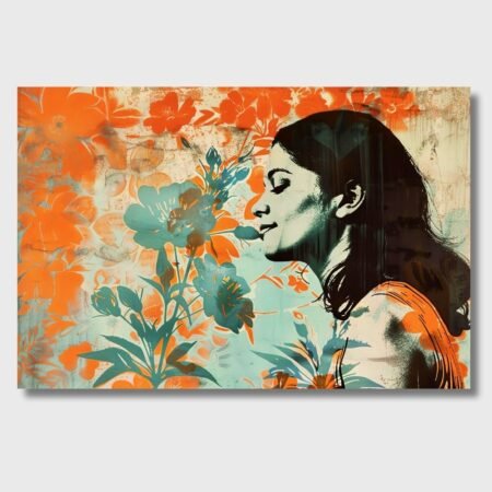 Girl Feeling Abstract Flowers for Autism Awareness Day