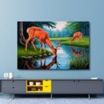 Deer Drinking Water in Forest