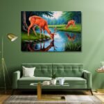 Deer Drinking Water in Forest
