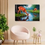 Deer Drinking Water in Forest