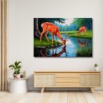 Deer Drinking Water in Forest