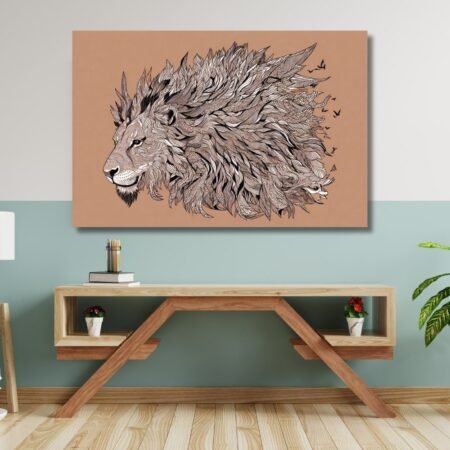 Intricate Lion's Head with Detailed Patterns