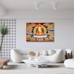 Traditional Buddhist Thangka Art with Meditative Figure