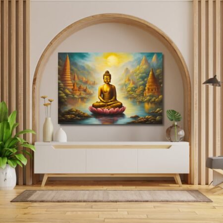 Serene Buddha Meditation with Ancient Cityscape