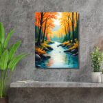 Peaceful River Landscape with Trees & Stones - Image 3