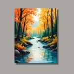 Peaceful River Landscape with Trees & Stones - Image 5