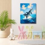 Twin Dolphins Leaping