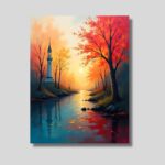 Colorful Autumn Trees by River & Full Sun - Image 5