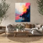 Abstract Sunset on Sea Painting