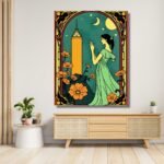Girl Praying in Moonlit Sky Artwork