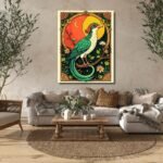 bird with leaves artwork