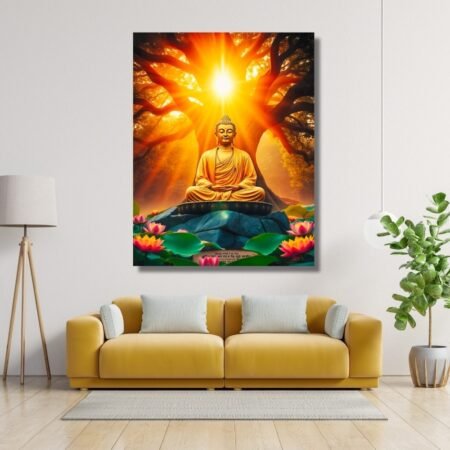 Buddha Statue with Sunset