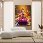 Lord Ganesha in Pink Lotus