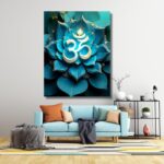 Om in Blue Lotus Petals Artwork - Image 2