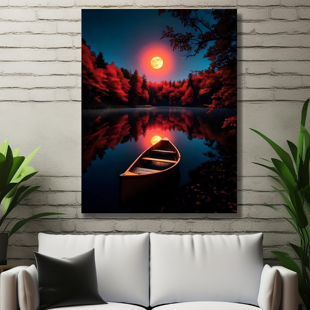 Lake with Boat Artwork Lake with Boat Artwork