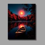 Moonlit Lake with Boat Artwork - Image 5