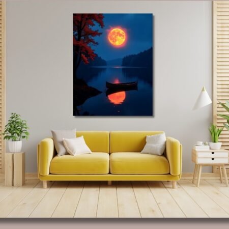 Night River & Boat Scene Artwork