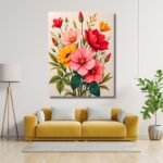 Yellow, Pink & Red Flowers Artwork