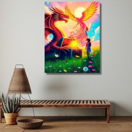 Red Dragon with Fairies Artwork