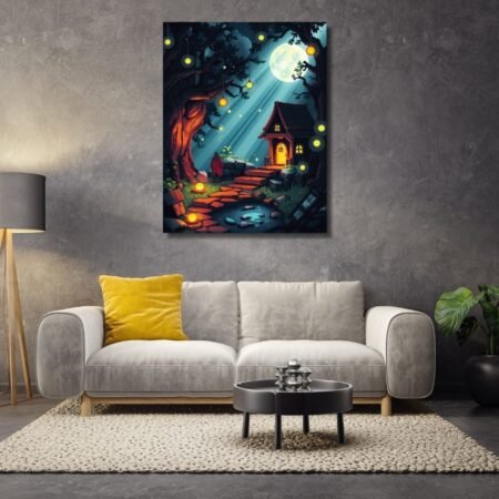 Cartoon Home with Tree Lamp