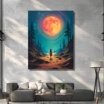 Peaceful Girl with Moon Landscape