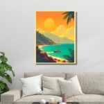 Ship on Mountain Beach Artwork - Image 2