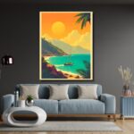 Ship on Mountain Beach Artwork - Image 3
