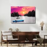 Boats Floating Silently on Sunset