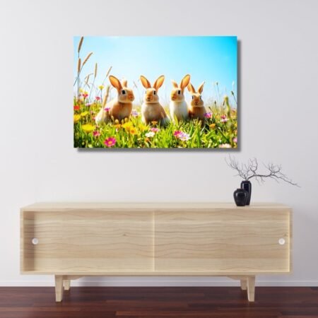 Adorable Bunnies in a Flowery