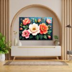 Lush Flowers with Leaves Painting - Image 2