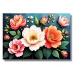 Lush Flowers with Leaves Painting - Image 5